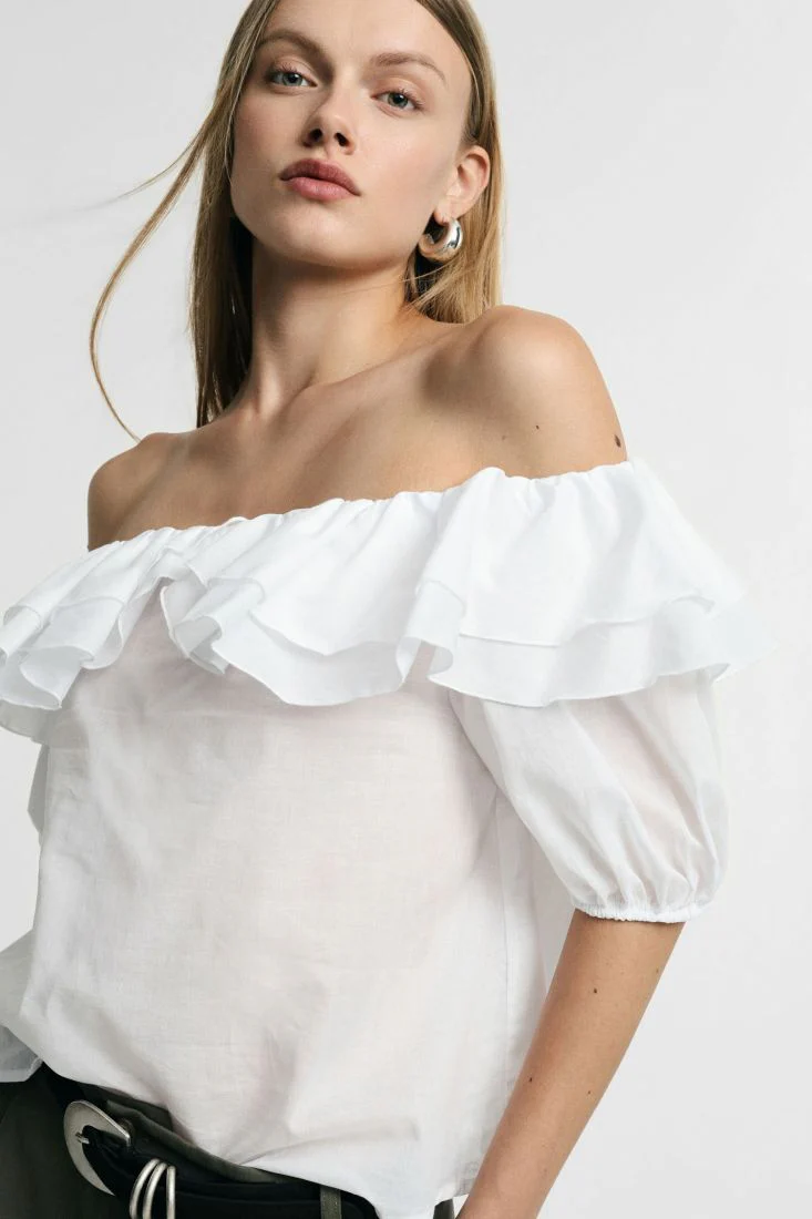 BLUSA PLEASE CURTA COM FOLHOS - Image 3