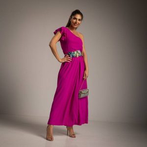 VESTIDO ALBNS ASSIMÉTRICO DUPLO BABADO