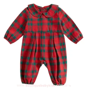 Macacão Bebê Clássico Xadrez Vermelho